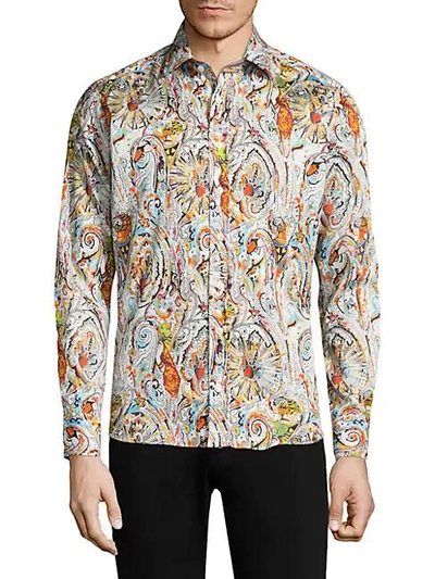 Etro Slim Paisley Print Cotton Shirting Shirt In Multicolor