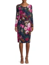 DAVID MEISTER Floral-Print Long-Sleeve Dress,0400097123492