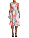 CALVIN KLEIN Floral Knee-Length Flare Dress,0400097764299