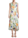 CALVIN KLEIN Floral Sleeveless Wrap Dress,0400097884192