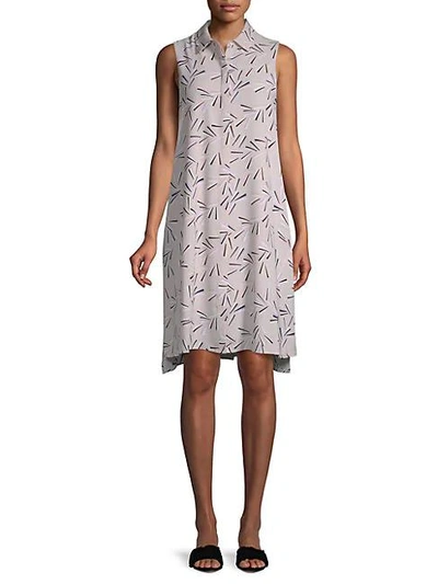 Anne Klein Collared Trapeze Dress In Oyster Shell