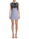 FEW MODA Lace Contrast Cotton Mini Dress,0400098314530