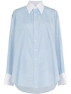 MATTHEW ADAMS DOLAN ASYMMETRIC HEM COTTON OXFORD SHIRT