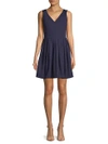 HALSTON HERITAGE PLEATED FIT-AND-FLARE DRESS,0400097900149