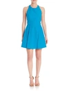 Alice And Olivia Fit & Flare Halterneck Sleeveless Dress In Jewel Blue