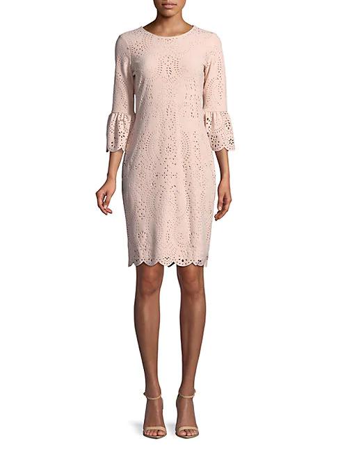 calvin klein bell sleeve dress blush