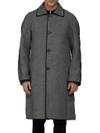 LANVIN Checkered Cotton Trimmed Coat,0400097638667