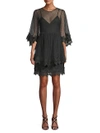 ALLISON NEW YORK Tiered Lace-Trimmed Dress,0400098312782