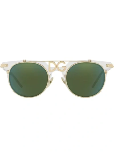 Dolce & Gabbana Logo Plaque Wayfarers In White