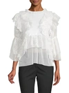 KAS NEW YORK Isabelle Ruffled Lace Blouse,0400098731168