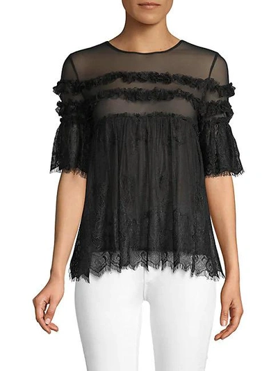 Allison New York Ruffled Lace Blouse In Black