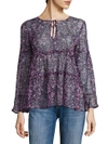 JOIE Shawni Floral Silk Long-Sleeve Blouse,0400098078241