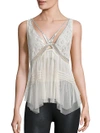 FREE PEOPLE ON THE TOWN LACE TULLE TANK TOP,0400098945138