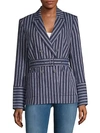 LAUNDRY BY SHELLI SEGAL STRIPE DOUBLE-BREASTED BLAZER,0400097628576