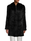 ADRIENNE LANDAU Rabbit Fur Zip-Front Coat,0400099039138