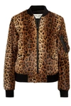 SAINT LAURENT LEATHER-TRIMMED LEOPARD-PRINT GOAT HAIR BOMBER JACKET