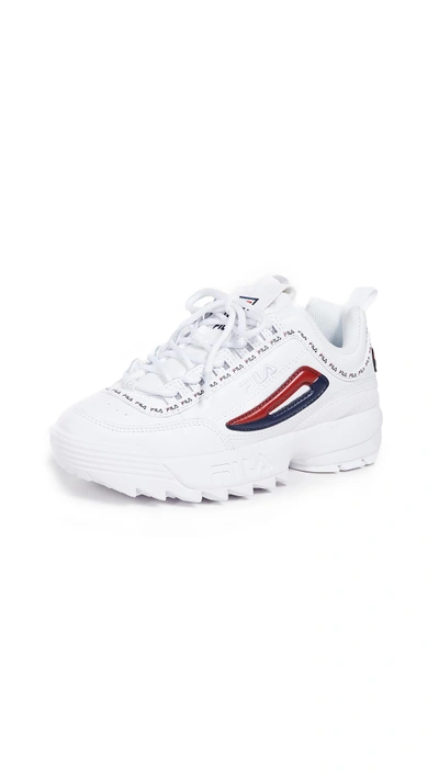 Fila Disruptor Ii Premium Repeat Trainers In White/ Navy/ Red