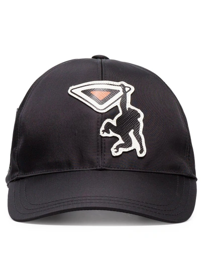 Prada Monkey Print Baseball Cap In Black