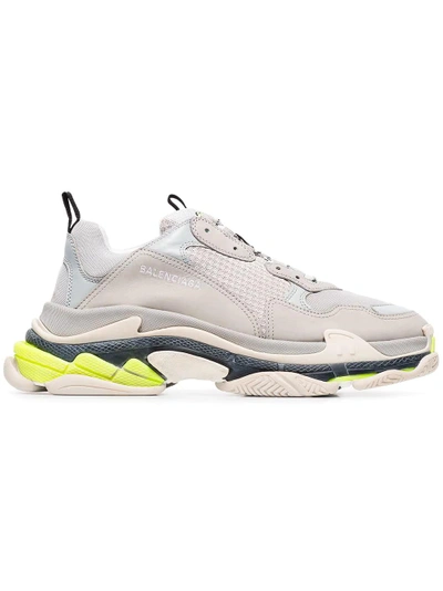 Balenciaga Men's Triple S Mesh & Leather Trainers, Grey In Grey