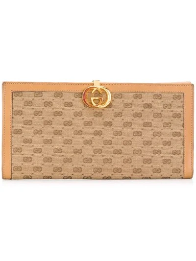 Pre-owned Gucci Vintage Logo Plaque Folded Wallet - 中性色 In Neutrals