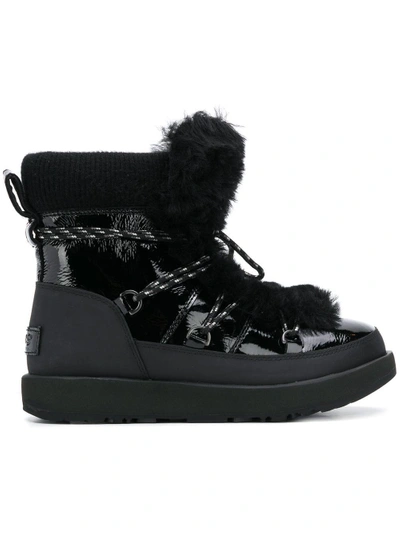 Ugg Black Patent Leather Highland Waterproof Low Boot In Nero