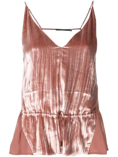 J Brand Lucy Mixed Media Velvet Camisole In Deep Blush