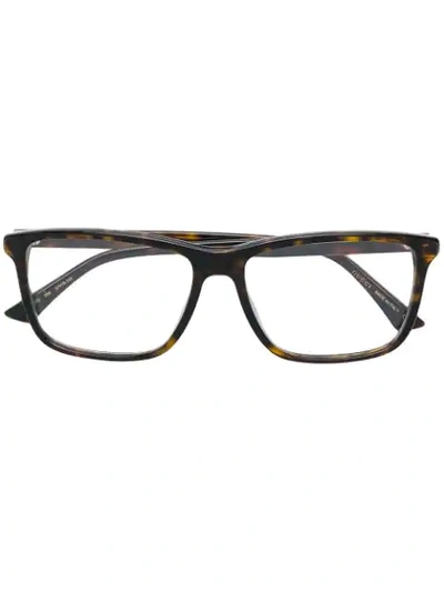 Gucci Eyewear Classic Square Glasses - 棕色 In Brown