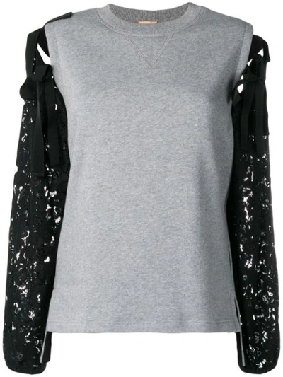 N°21 Nº21 Lace Detailed Sweatshirt - 灰色 In Grey