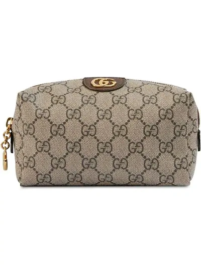Gucci Ophidia Gg Supreme Canvas Make-up Bag In Brown