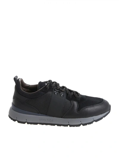 Woolrich Mesh Fabric And Leather Black Sneakers