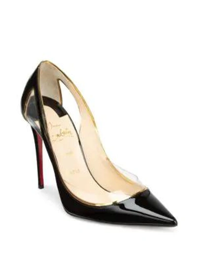 Christian Louboutin Cosmo 100 Metallic-trimmed Pvc And Patent-leather Pumps In Black