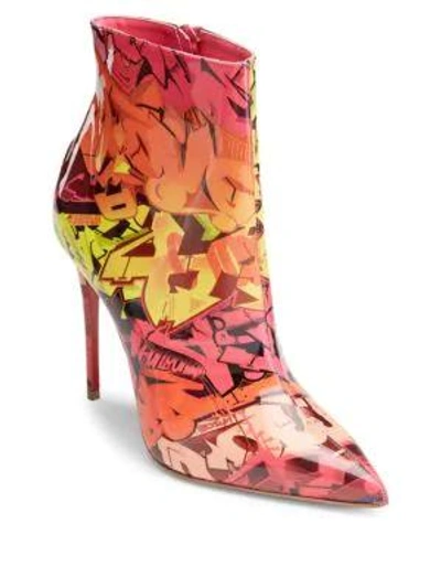 Christian Louboutin So Kate 100 Patent Metrograf Red Sole Booties In Multi