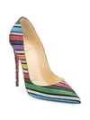 CHRISTIAN LOUBOUTIN Pigalle Follies 100 Striped Glitter Suede Pumps