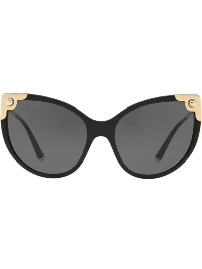 Dolce & Gabbana Eyewear 猫眼眶有色镜片太阳眼镜 - 黑色 In Black