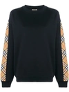 BURBERRY BURBERRY VINTAGE CHECK DETAIL SWEATER - BLACK