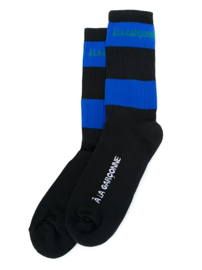 À La Garçonne Striped Socks In Blue
