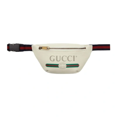 Gucci White Logo Embellished Leather Crossbody Bag