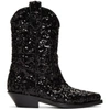 DOLCE & GABBANA Black Sequin Cowboy Boots