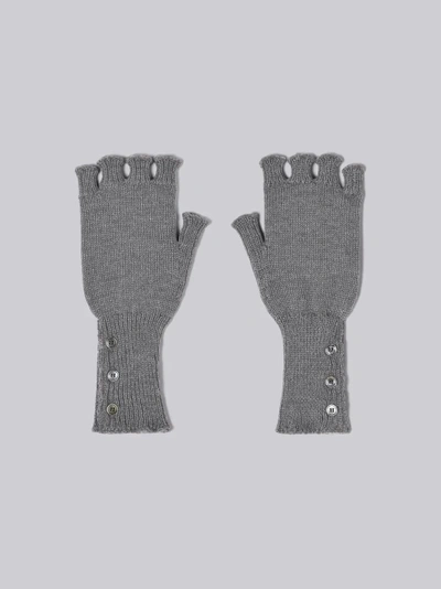 Thom Browne Fingerless Wool Gloves In Grey