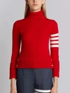 Thom Browne 4-bar Stripe Turtle-neck Jumper In Red