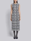 THOM BROWNE THOM BROWNE FRAYED THOM BROWNE TARTAN CHECK CARDIGAN DRESS IN REFLECTIVE YARN TWEED,FDS787T0395612706340