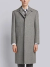 Thom Browne Classic Single-breasted Melton Wool Overcoat In Grey