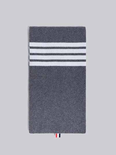 Thom Browne 4-bar Stripe Cashmere Rib Scarf In Grey