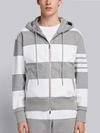 THOM BROWNE THOM BROWNE ENGINEERED RUGBY STRIPE DROP-SHOULDER ZIP-UP JERSEY HOODIE,MJT108A0355512559196