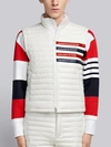 THOM BROWNE THOM BROWNE 4-BAR STRIPE DOWNFILL QUILTED FUNNEL NECK VEST IN SATIN FINISH TECH,MVD009X0286012559319