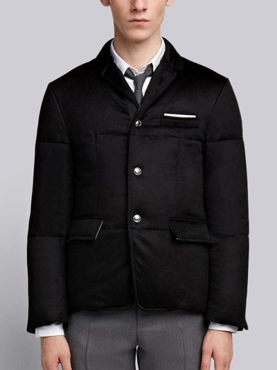 Thom Browne Tonal Grosgrain Down Sport Coat In Black