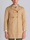 THOM BROWNE THOM BROWNE PEACOAT WITH RED, WHITE AND BLUE TAPED SEAMS & BUTTON-OUT BEAVER LINING IN KHAKI MACKINT,MOU561X0024912516781