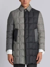 THOM BROWNE THOM BROWNE DOWNFILLED CLASSIC BAL COLLAR OVERCOAT IN FUNMIX IN PRINCE OF WALES HEAVY WOOL,MOD001X0206112136323