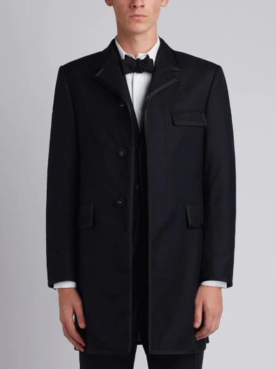 Thom Browne 3-ply Mohair Chesterfield Overcoat In Black