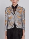THOM BROWNE THOM BROWNE CLASSIC SINGLE BREASTED SPORT COAT IN ORGANZA WITH MULTI ICON FILIGREE EMBROIDERY,FBC010A0310812550878